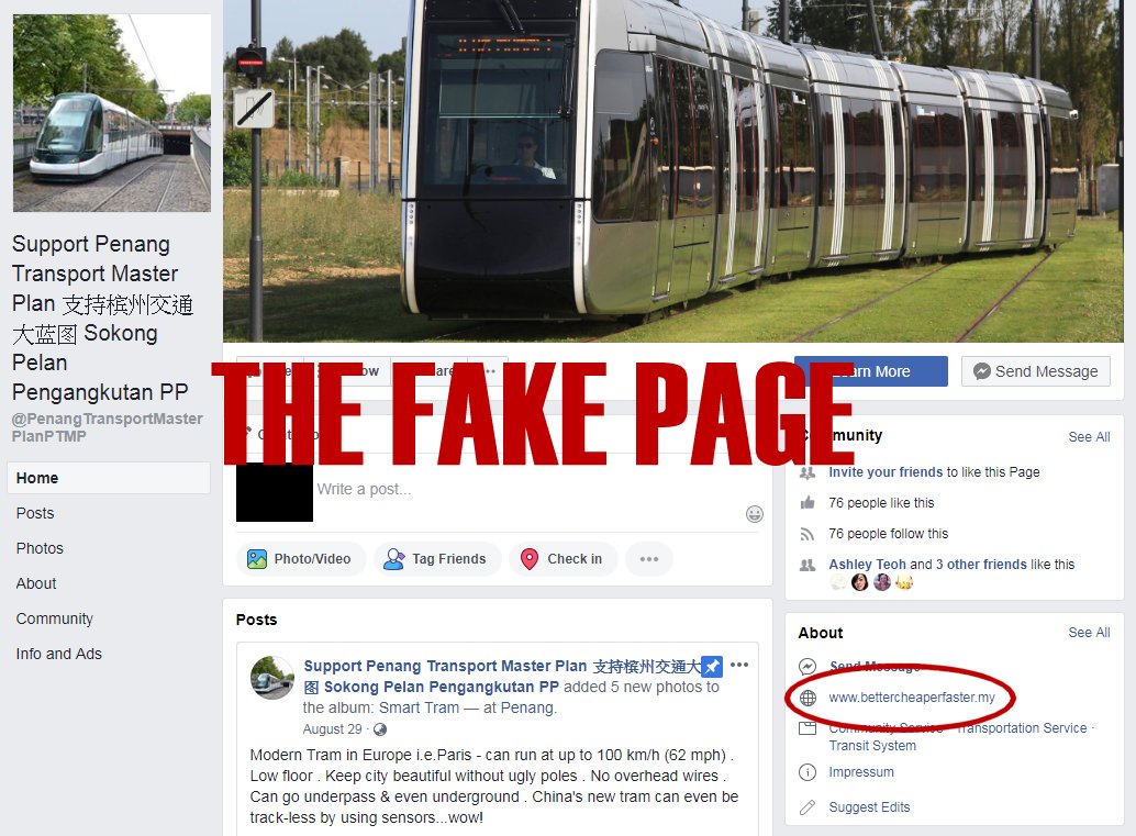 The Fake Support Penang Transport Master Plan page