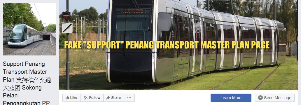 Fake Support Penang Transport Master Plan page